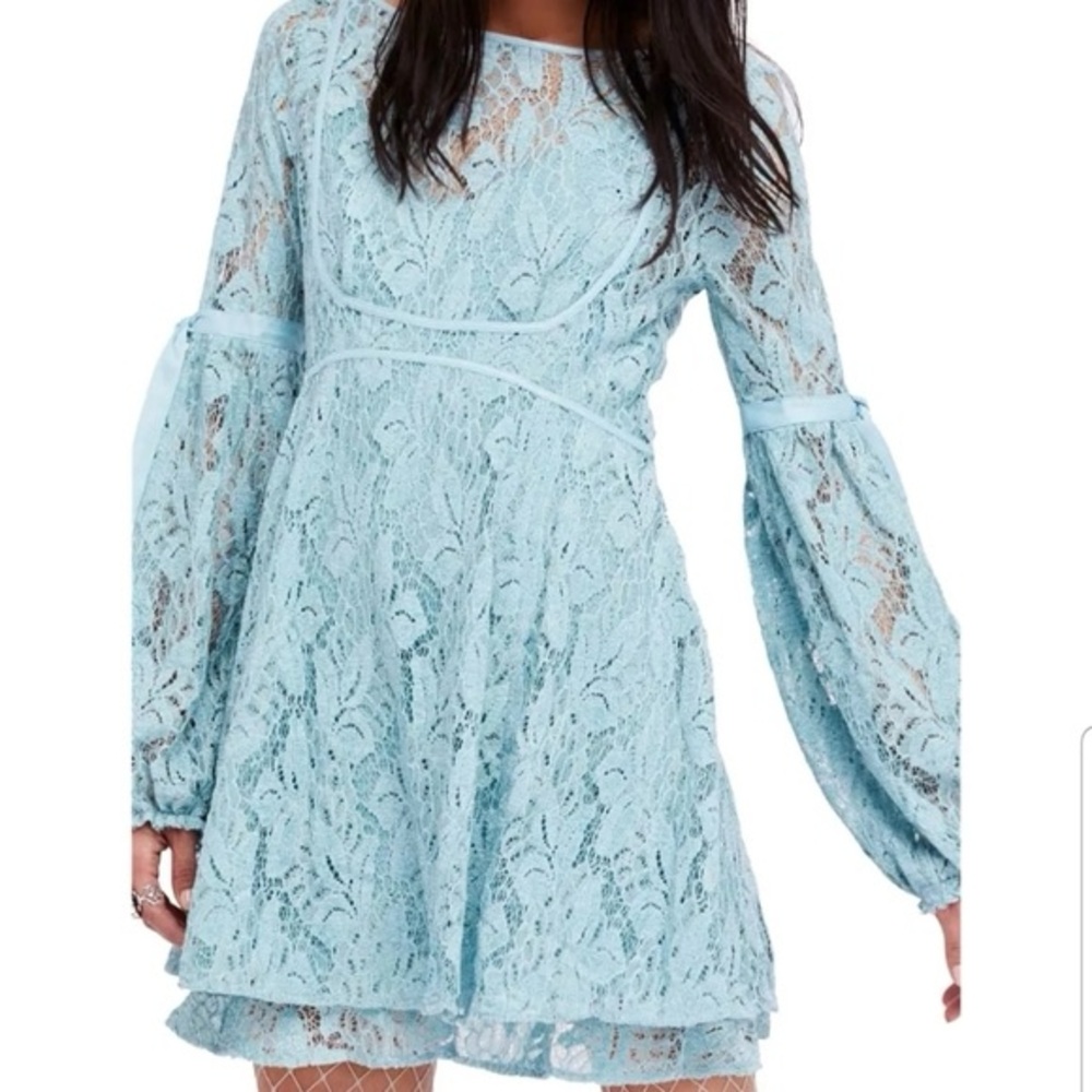 Free People Ruby Lace Mini Dress in sea blue - Picture 6 of 9